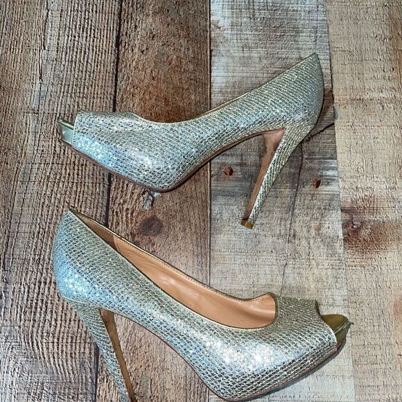 Badgley Mischka Metallic Crackled ‘Lust’ Heels 9M - Picture 8 of 15